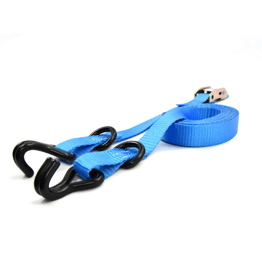 Polyester Blue Cambuckle Wire Hook Tie Down 1Inch/25mm Cam Buckle Strap With Double J Hook Small Belt Ratchet Tie Down