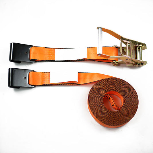 2Inch 10000Lbs Orange Cargo Secure Ratchet Tie Down With Aluminum Handle And Flat Hook