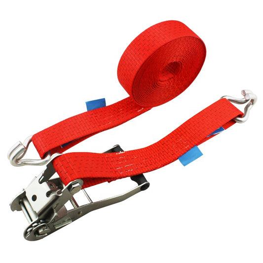 Polyester Red 2 Inch Ratchet Tie Down Car Truck Binding Cargo Lashing Belt Straps