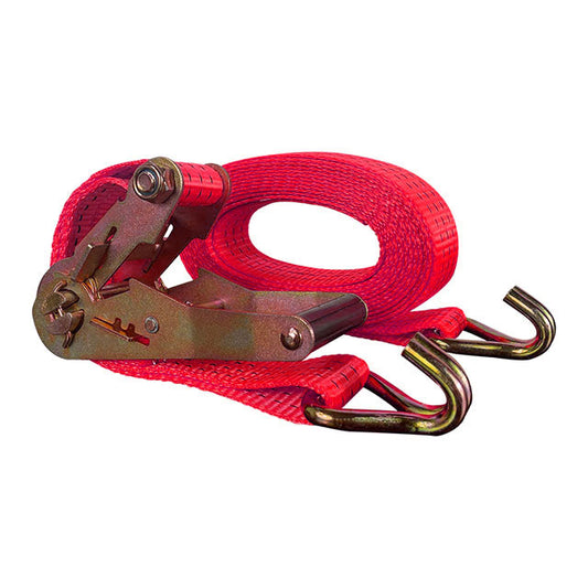 Polyester Red 2 Inch 20 ft Ratchet Strap With Double-J Hook Cargo Lashing Strap