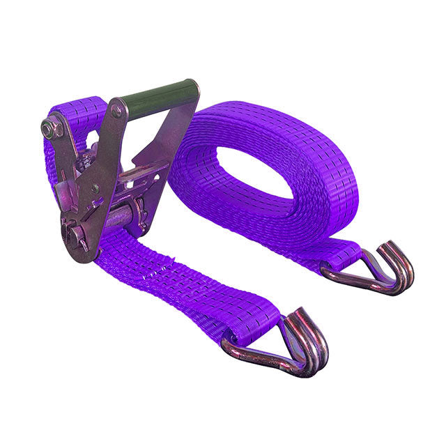 Polyester Purple 1.5 Inch Ratchet Strap With Double J Hooks Tie Down Cargo Lashing Strap