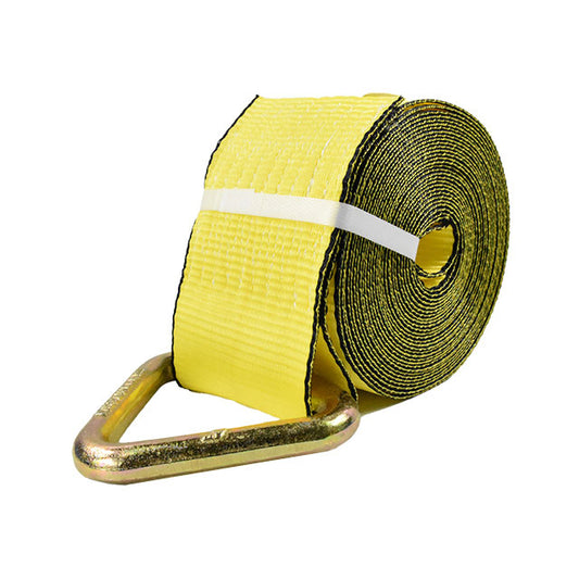 Yellow Winch Straps 4 inch x 27 feet for Trailer/Boat/Semi Trailer with D Rings