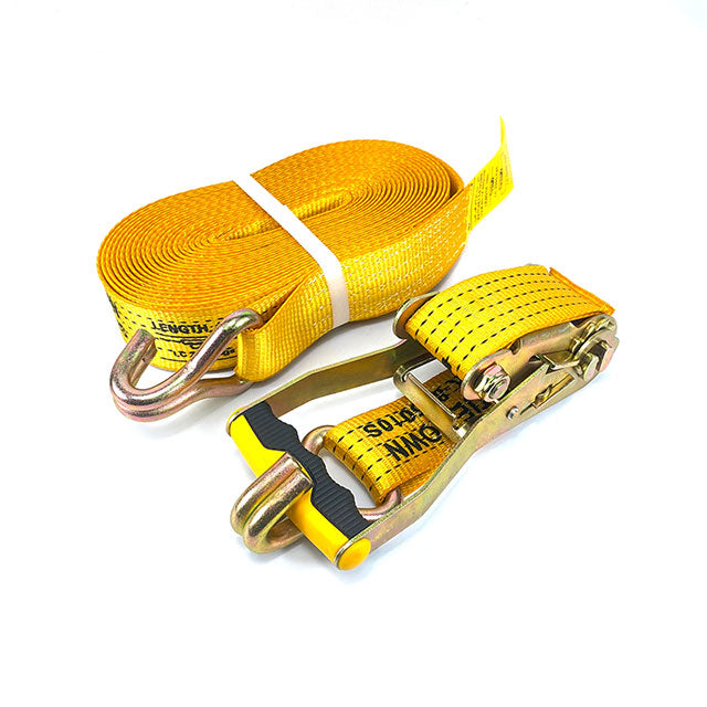 Yellow 100% Polyester Ratchet strap 2 inch Length as you required 6000-lbs