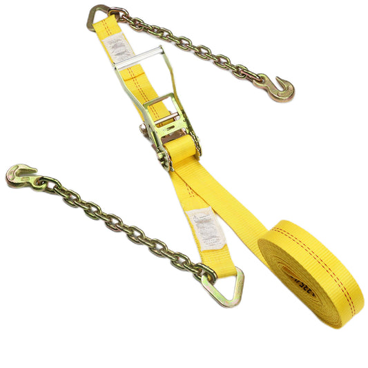 Tightener Double Hook Binding Tractor Tie Down Strap With Chain Extension 2 inch