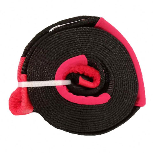 Polyester Black and Red 3 Inch/75 mm Rope Recovery Tow Strap For Car/Truck/Trailer 30000-Lbs