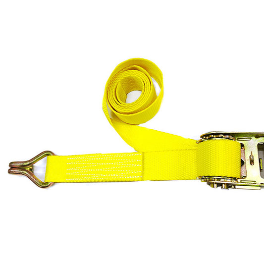 2 inch x 27 ft Double J Hook Pineapple Weave Ratchet Strap 10000-lbs