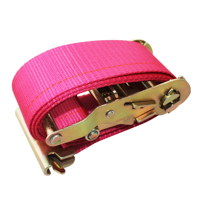 Polyester Pink Lockable Cam Buckle Ratchet Tie Down Logistic Strap With J Hook or Float Hook