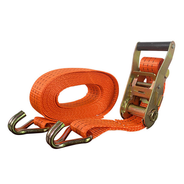 Polyester orange 1.5 inch x 15 ft ratchet strap with Double J hook for Truck,Trailer and Boat