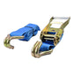 Polyester Blue Ratchet Tie Strap With Double J Hooks In 2 Inch 33Ft 11000-Lbs