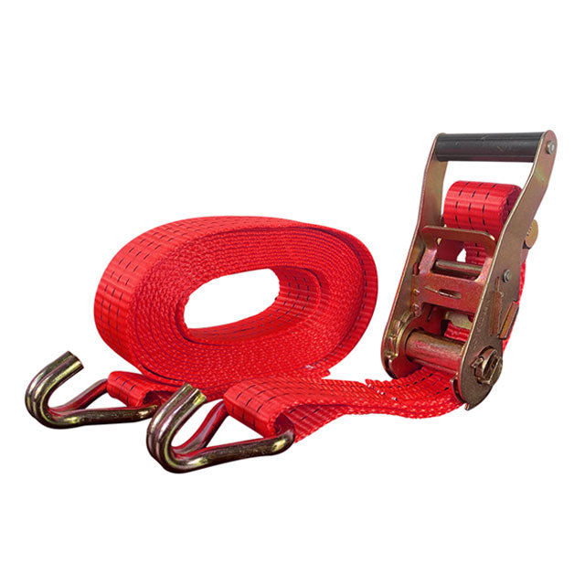 Polyester Red e track/Jeep/Cargo ratchet strap with Double J Hook