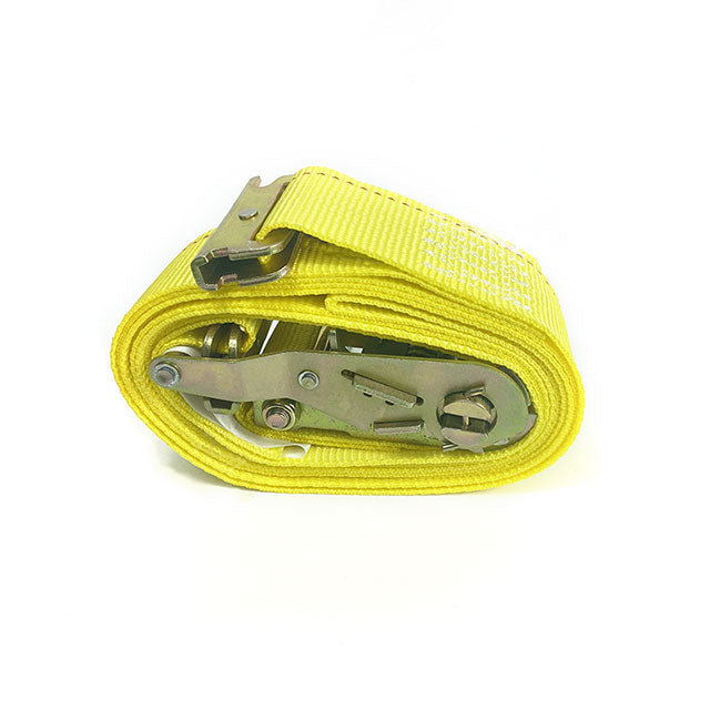 Polyester Yellow 2 Inch x 12 ft Logistic Strap 2500Lbs/3000Lbs With Flat Hook