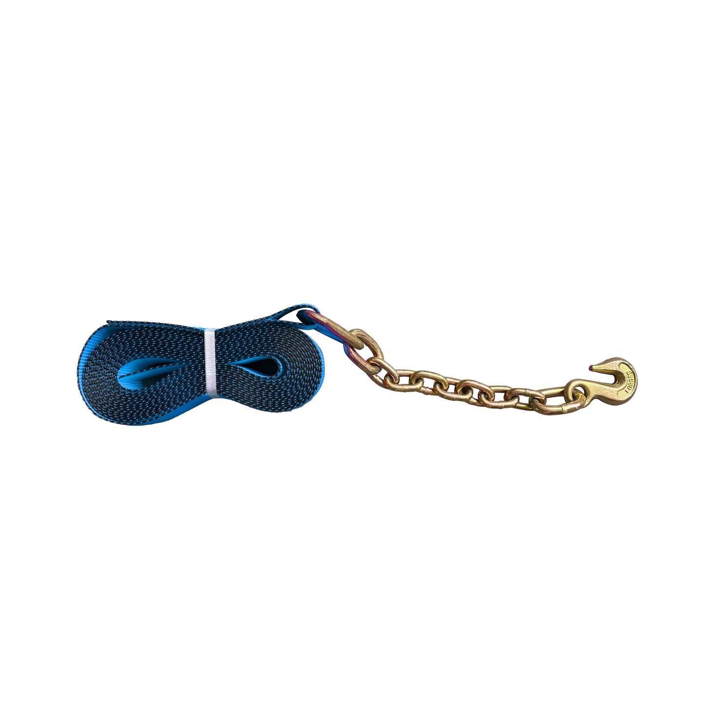 Blue 4 Inch x 27 Feet Winch Strap With Chain Grab Hook 18000-Lbs