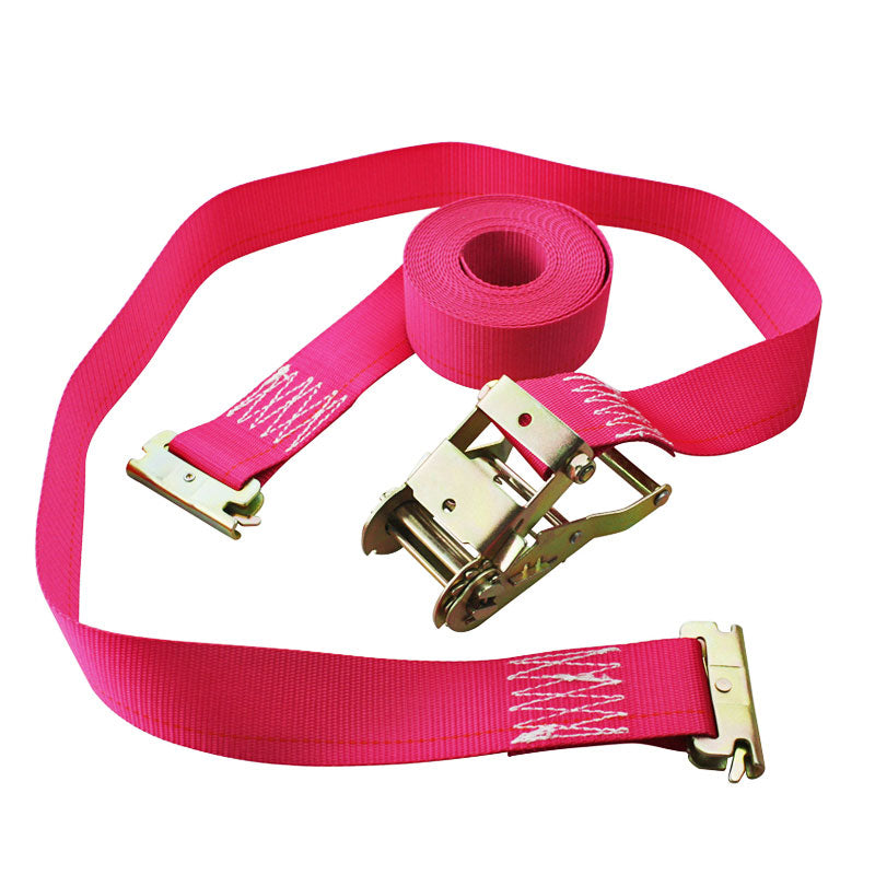 Polyester Pink Lockable Cam Buckle Ratchet Tie Down Logistic Strap With J Hook or Float Hook