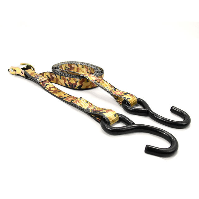 Polyester Solid Color 1 Inch Sublimation Printing Adjustable Tie Downs Cargo Belt Rachet Strap With S Hook