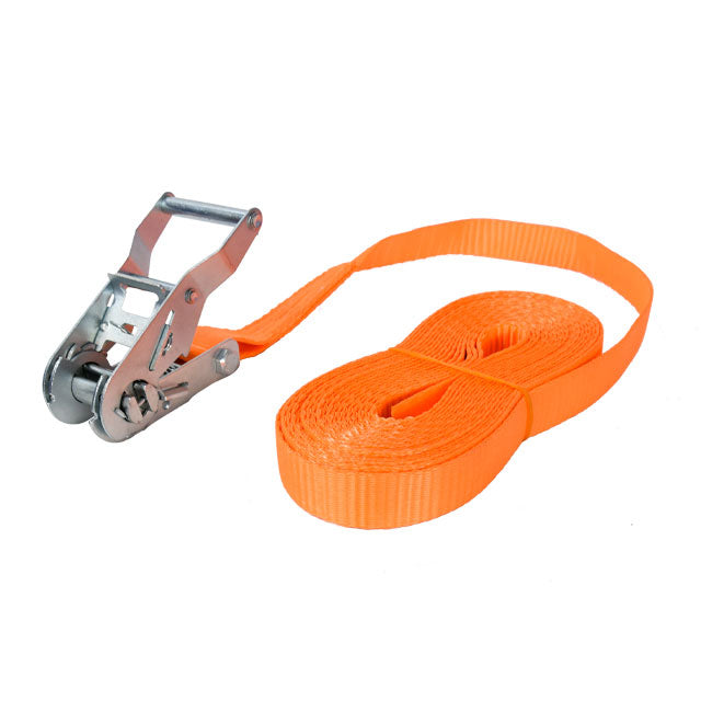 Polyester Orange Heavy Duty 25mm 10 Ft Ratchet Buckle Strap Endless Rope With S Hook