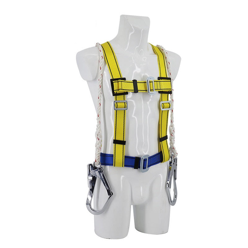 Fall protection suspension double back large hook polyester body harness